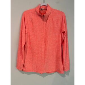 Under Armour HeatGear Women's  Large Neon Orange Space Dye Quarter Zip Pullover